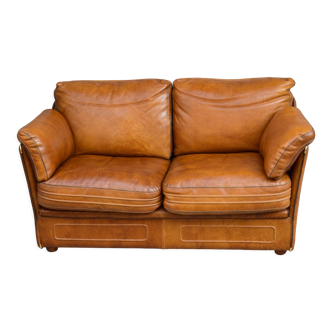 Vintage two-seater leather sofa