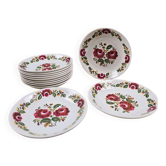 Ensemble de 12 assiettes creuses Moulin des Loups Ottawa – Fleurs bordeaux