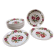 Ensemble de 12 assiettes creuses Moulin des Loups Ottawa – Fleurs bordeaux