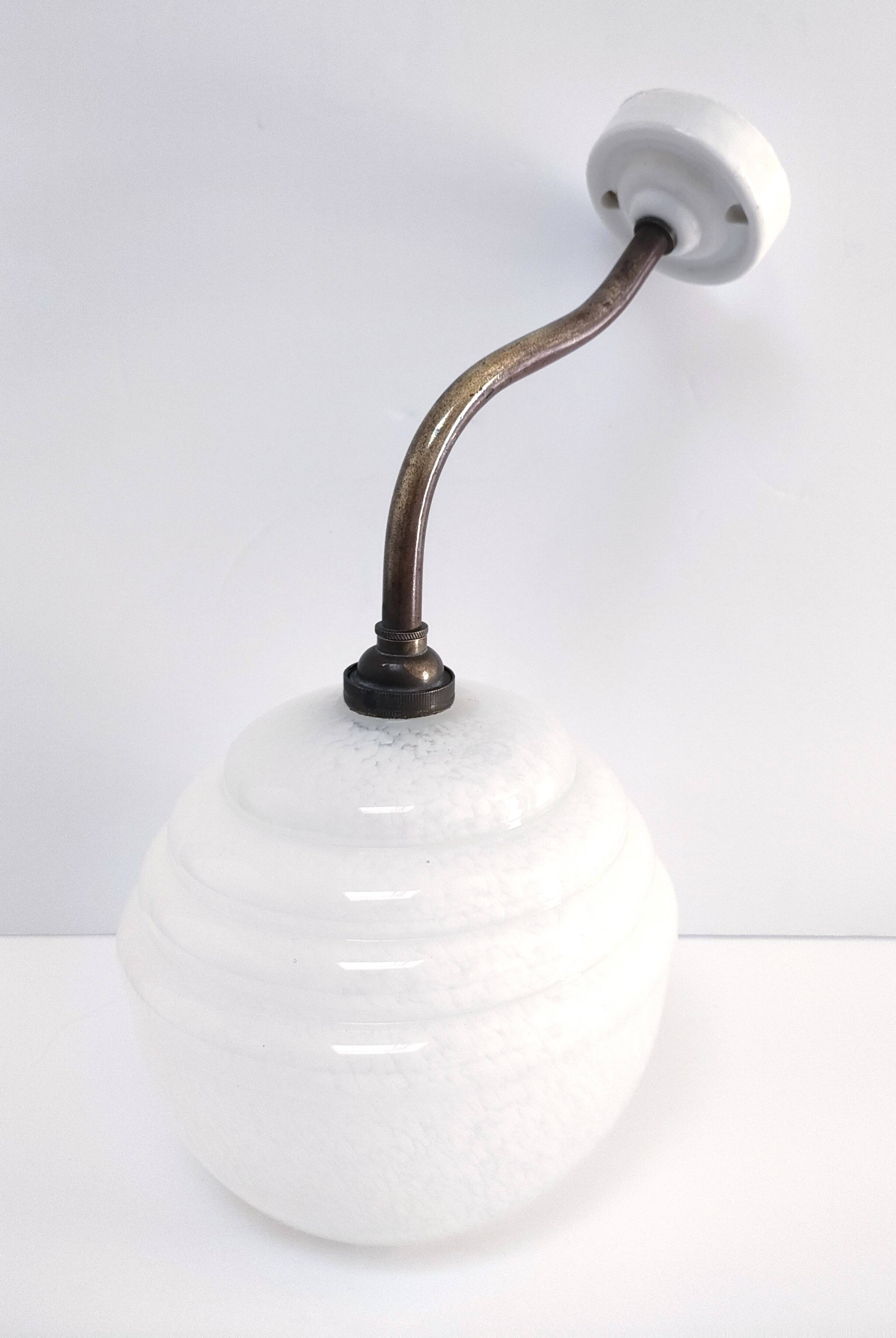Art deco wall light clichy glass white brass porcelain