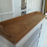 Old patinated pearl gray library, wooden top, composed of 3 adjustable shelves.