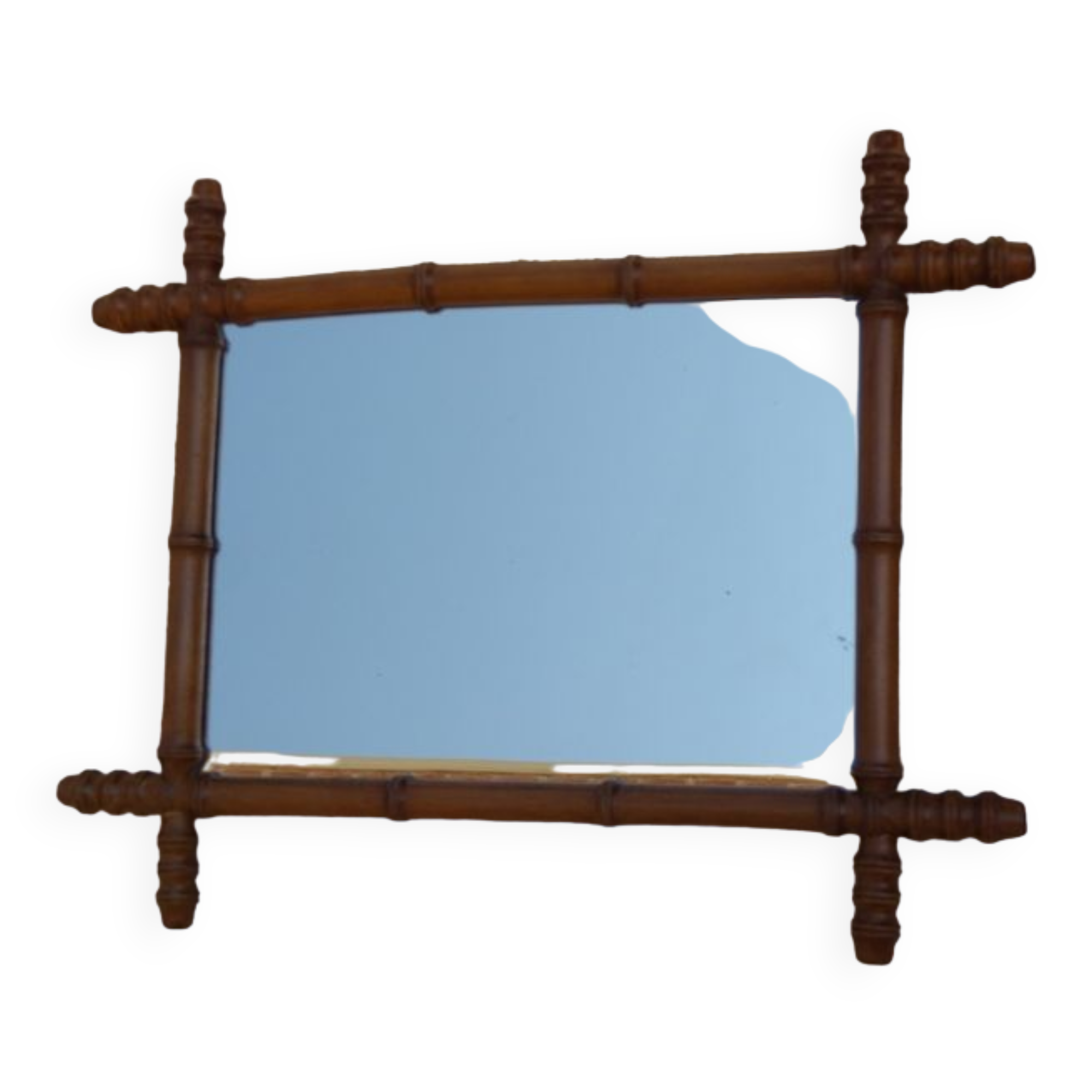Mirror with turned wooden frame imitation bamboo