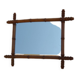 Mirror with turned wooden frame imitation bamboo