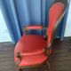 Antique solid wood armchair – Louis XV style – red upholstery, 19th century