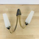 Double gold metal wall lamp and glass tulips, 1950s