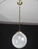 Italian Mid-Century Pendant Light with Optic Spiral Glass Globe and Restore Bras