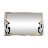 Miroir biseauté à motifs Art Deco peint à la main - 1930