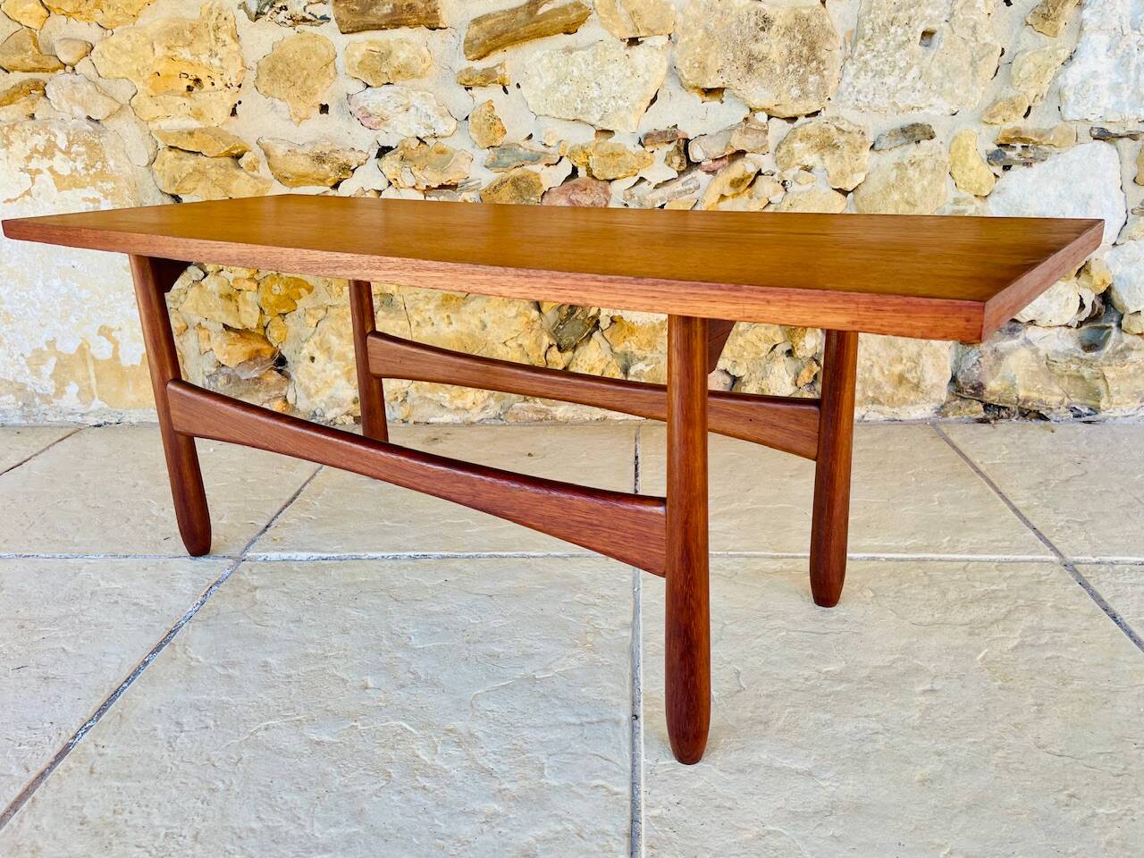Teak coffee table in Scandinavian style, circa 1960s.