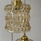 Triple antique globe pendant light in amber glass