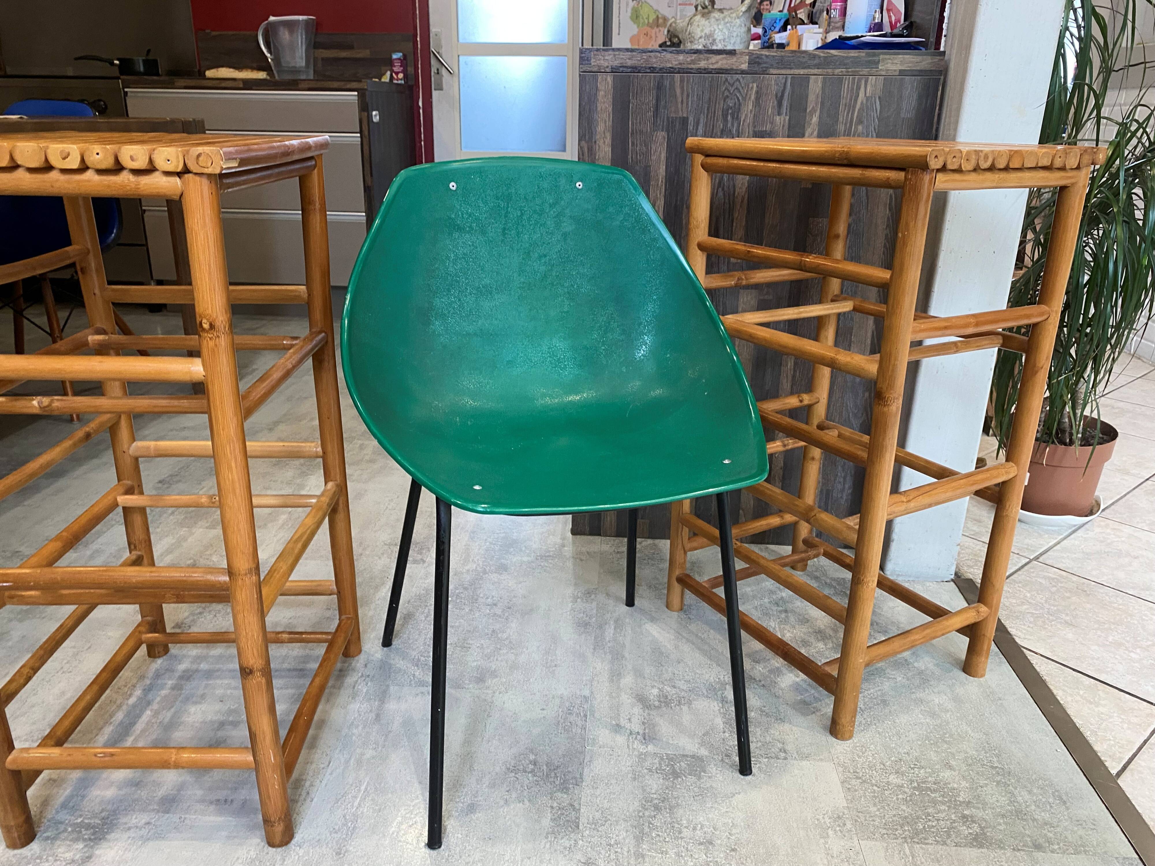 Pair of vintage bamboo high bar stools