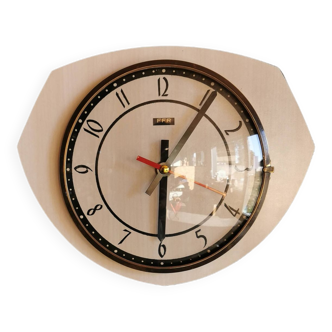 Vintage formica clock octagonal silent wall pendulum "FFR black white ash"