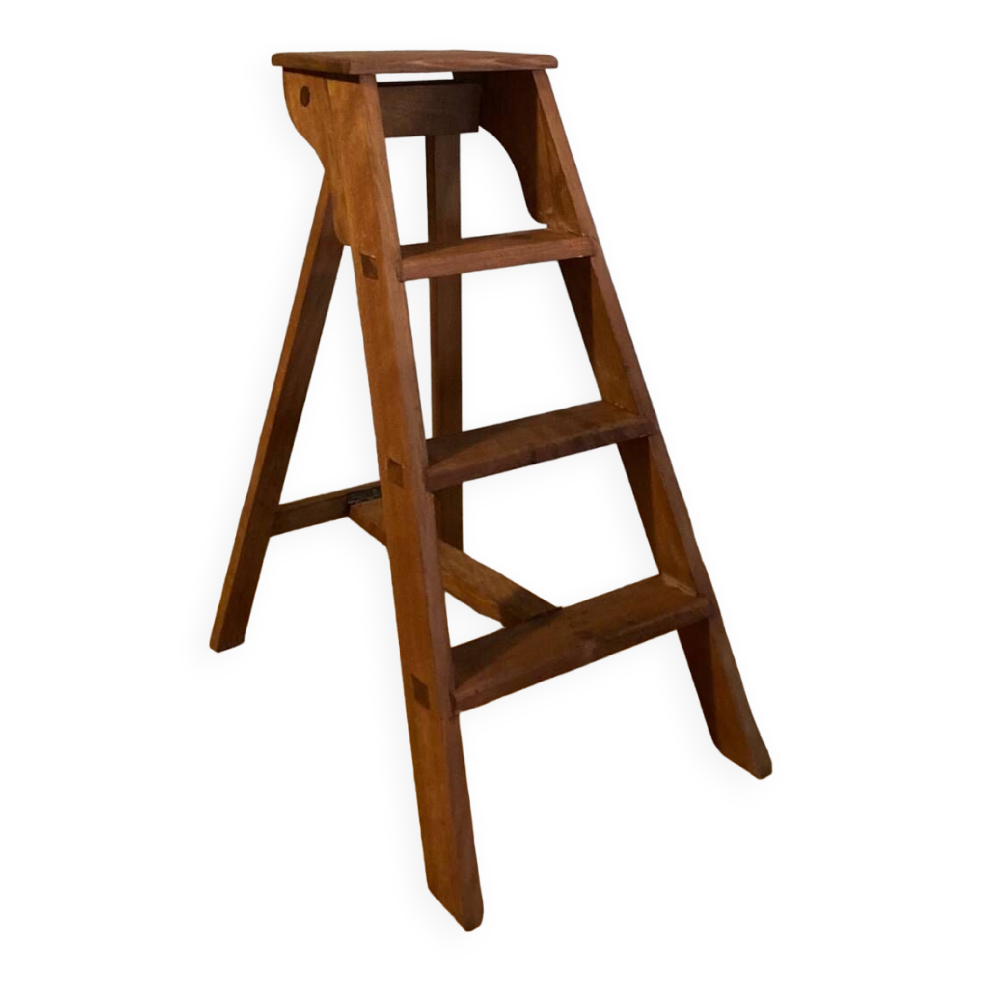 Solid wood stepladder with 4 levels, 20th century, mortise-tenon mountings