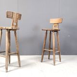 Vintage brutalist bar stools, set of 6 - 1960s