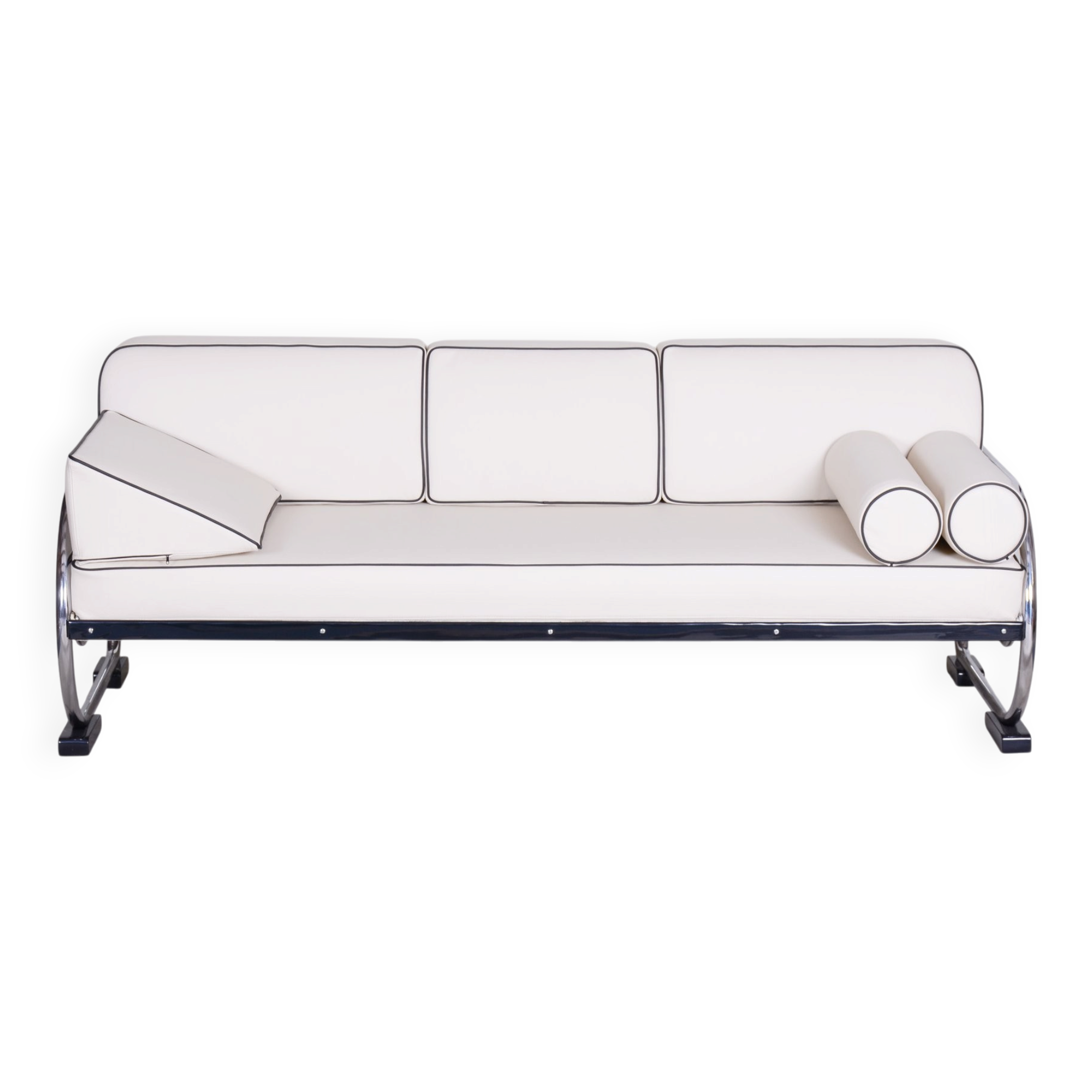 Bauhaus Sofa in Chrome, Steel, Leather by R. Slezák for Slezak Factories, Czech, 1930s