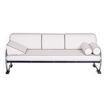 Sofa Bauhaus en chrome, acier, cuir par R. Slezák pour Slezak Factories, République tchèque, années 1930