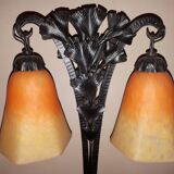 Art Deco Wrought Iron Lamp by Charles Schneider