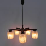 Suspension vintage avec 5 abat-jours en verre