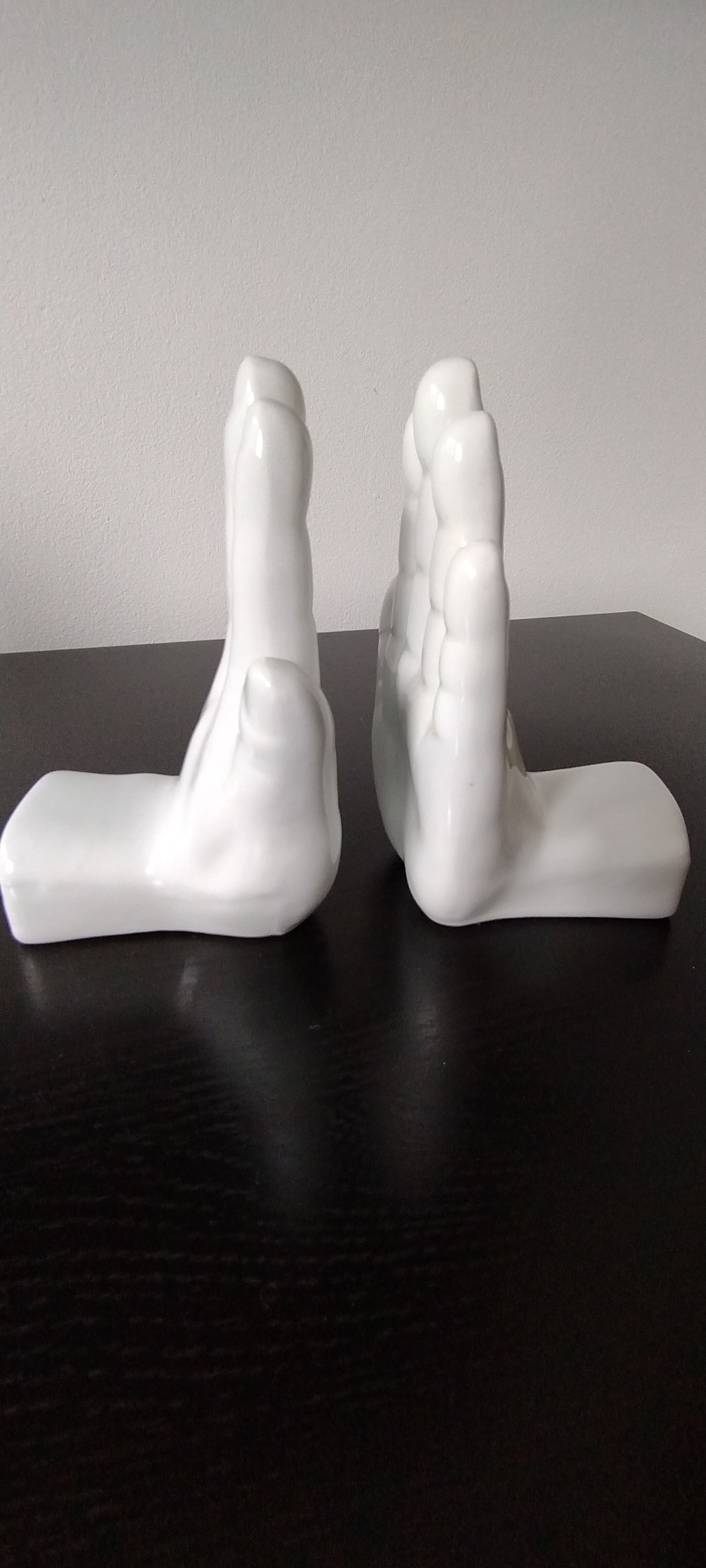 Pair of bookends vintage ceramic hands