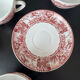 5 cups and 5 saucers Rivanel in red opaline from the 1970s.