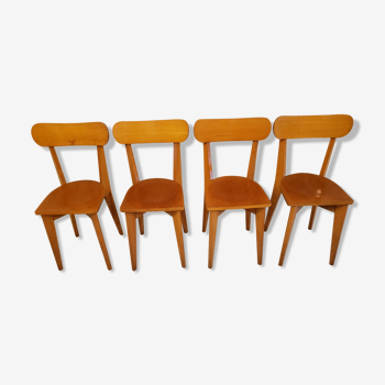 Lot de 4 chaises bistrot en bois clair