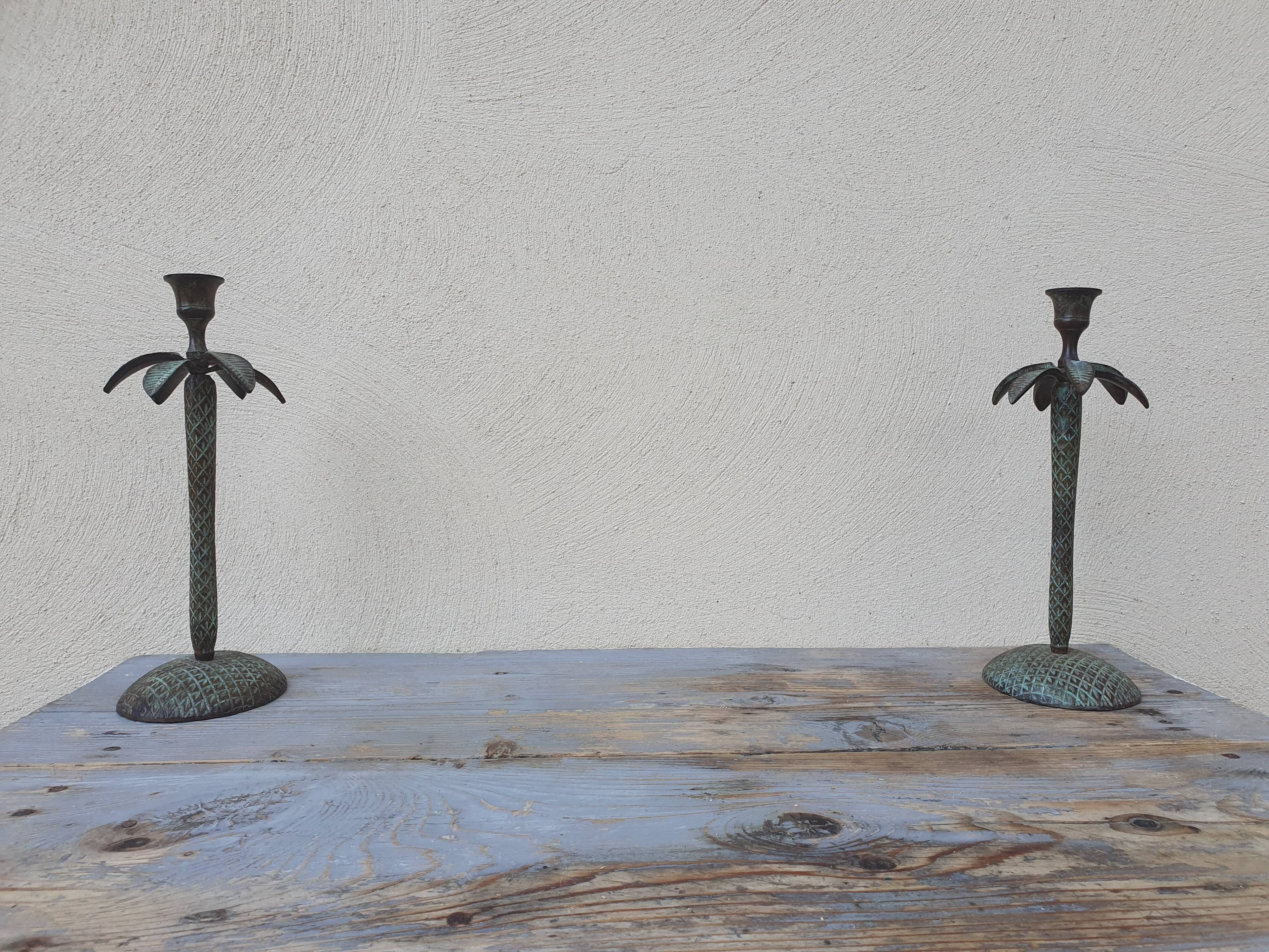 Pair of palm candle holders