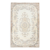 Tapis vintage à motifs floraux orientaux crème et marron