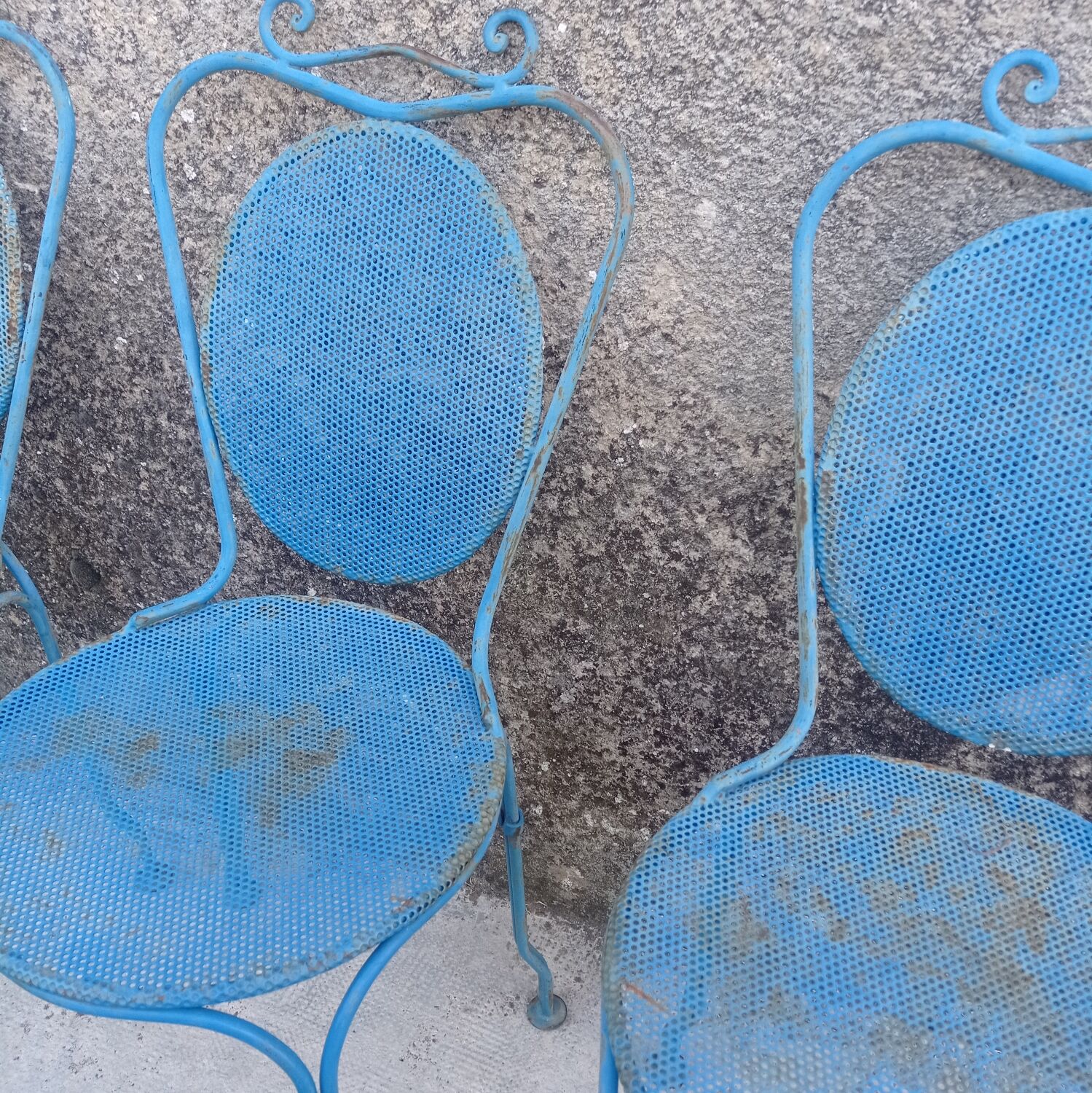 Blue garden chairs