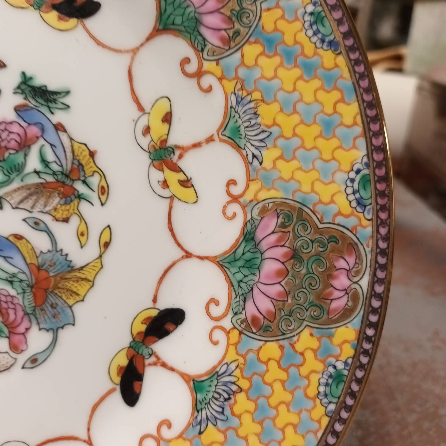 Asian butterfly decorative plate