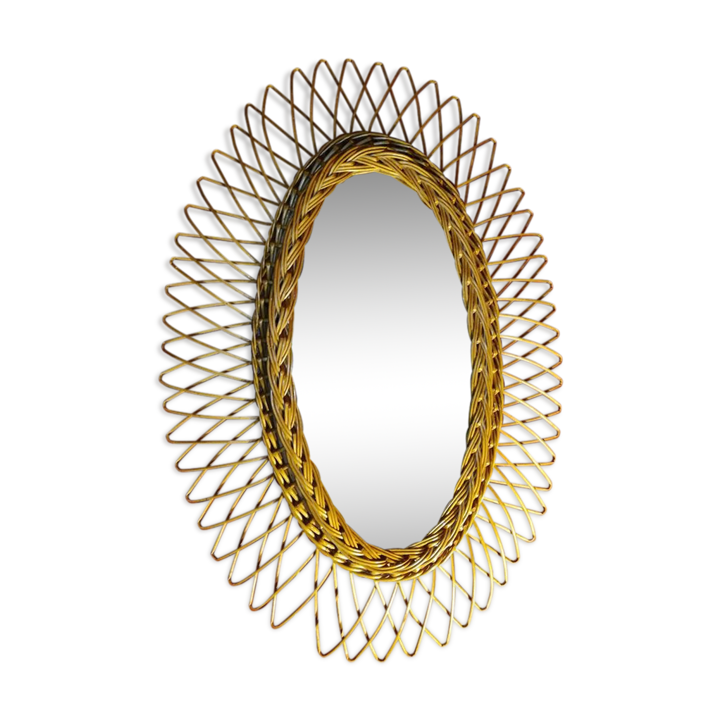 Miroir ovale en rotin 44 x 64 cm