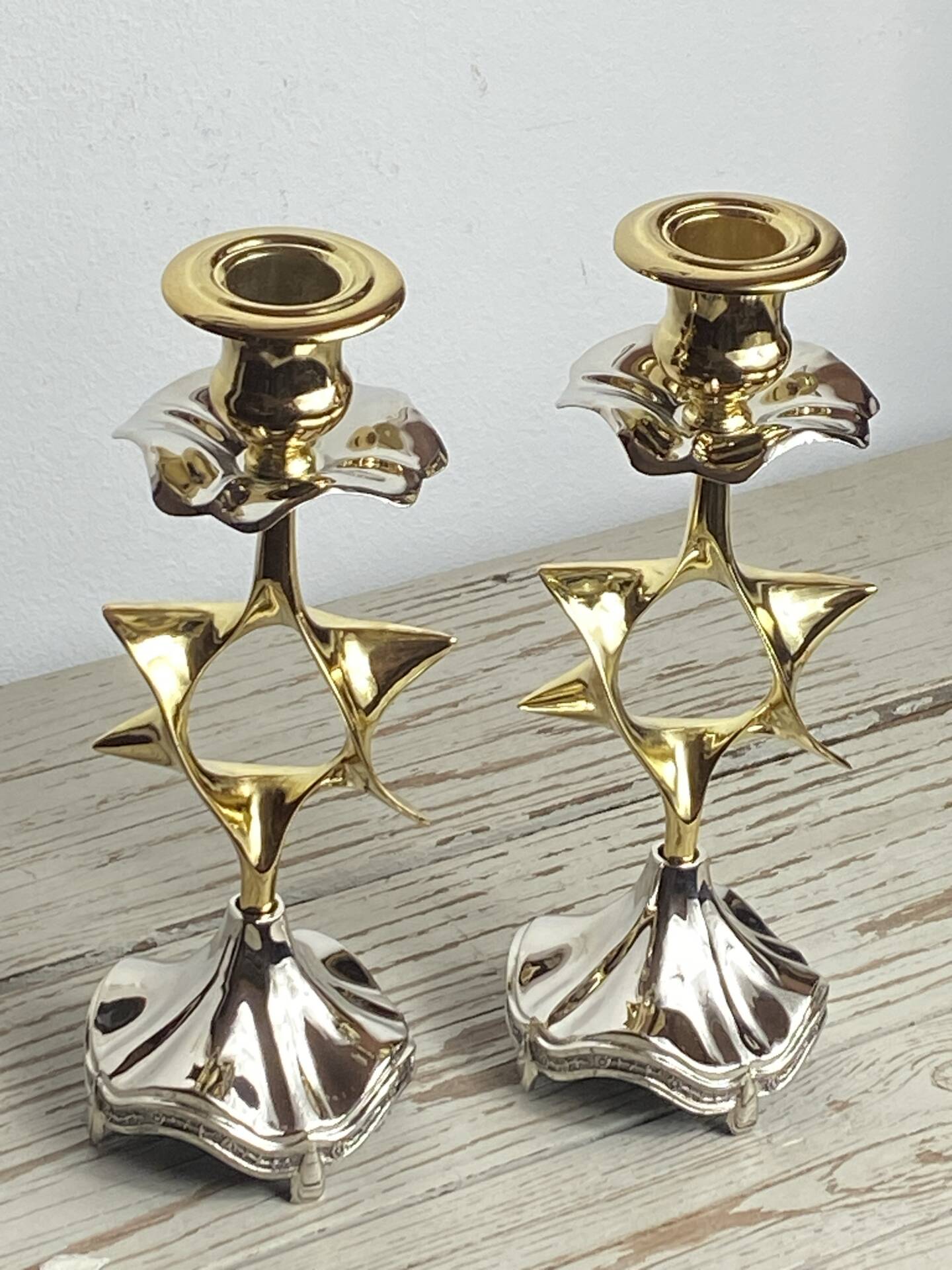 Pair of silver-plated candlesticks