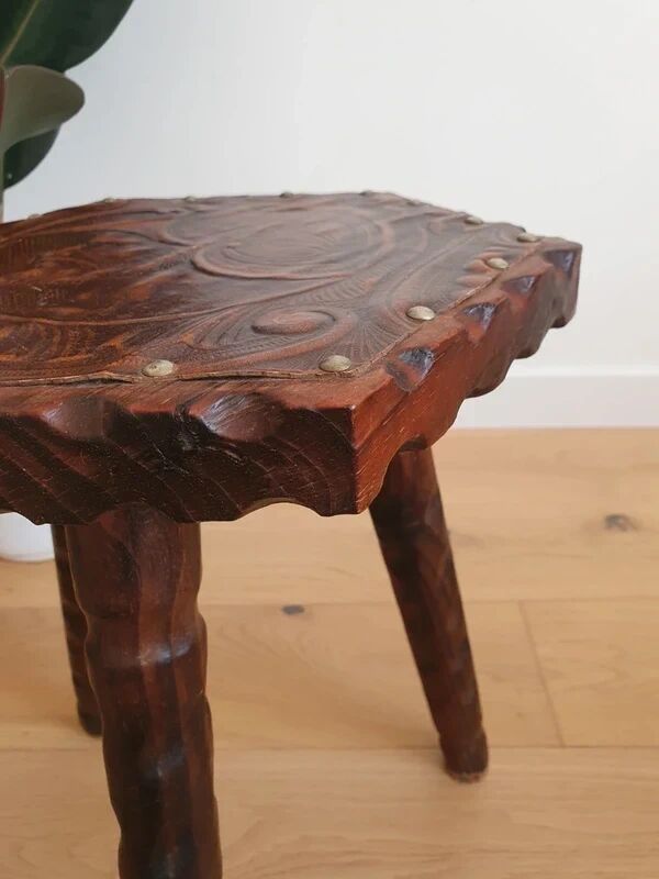 Vintage brutalist tripod stool