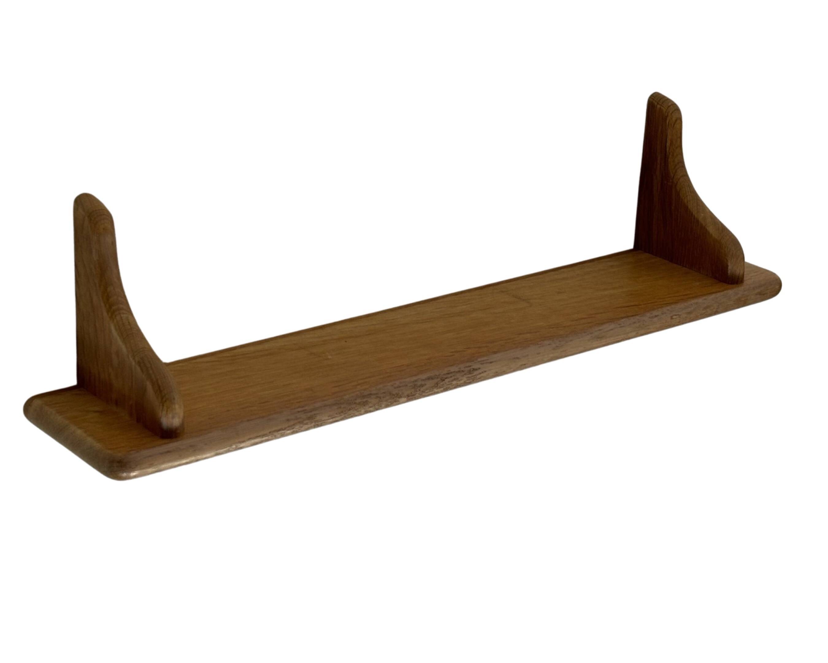 Vintage oak wall shelf book shelf 1970s wood minimalist design