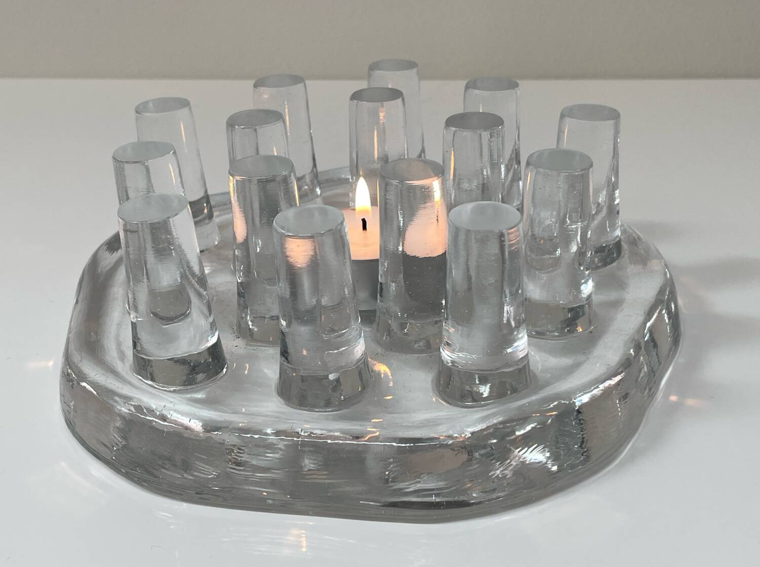 • Vintage solid glass sculptural candlestick