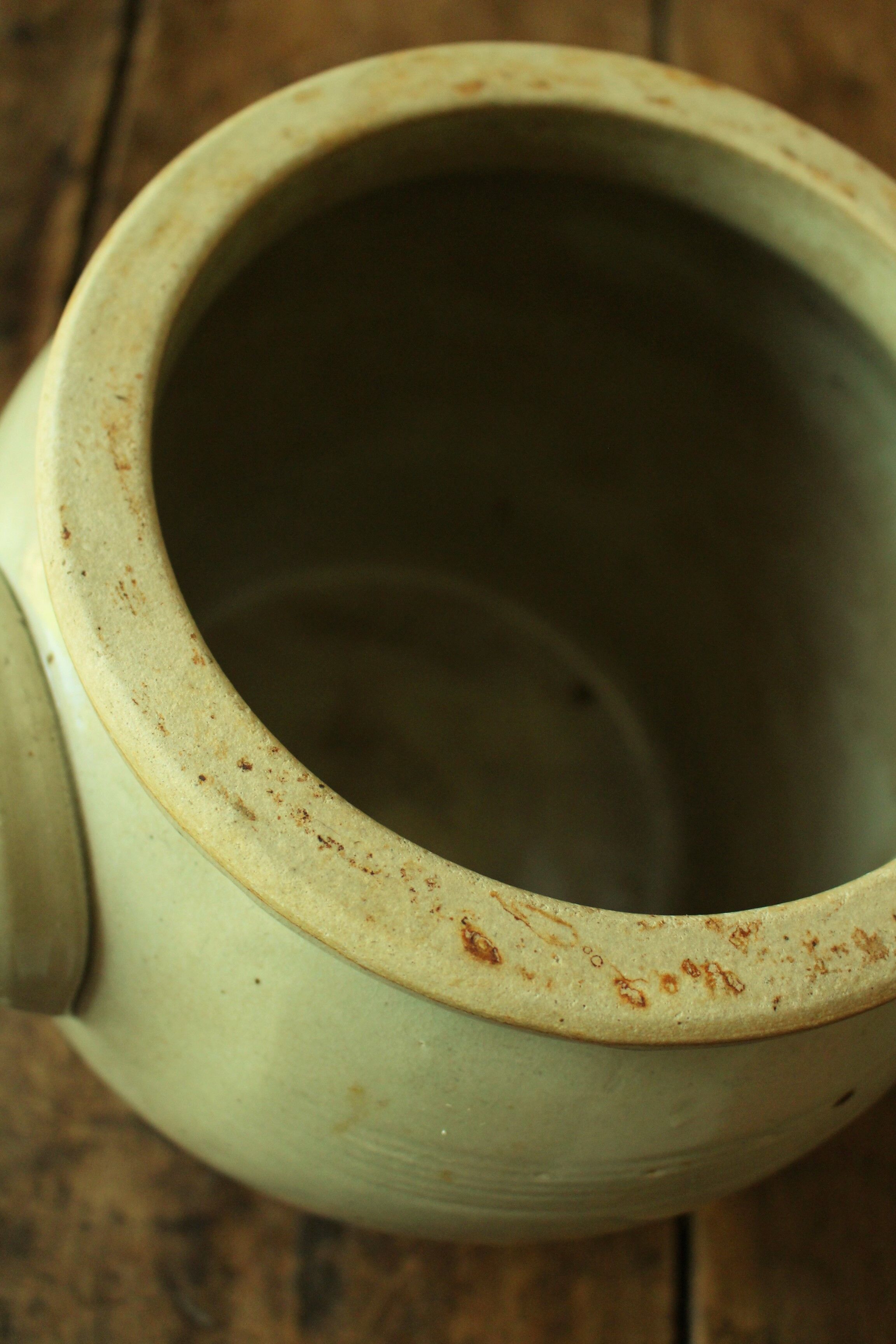 Grey glazed stoneware pot with two handles
