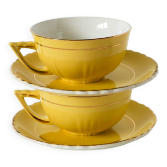 Pair of Toi & Moi Yellow and gold lunches, 1950
