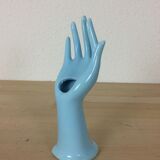 Hand baguier soliflore ceramic blue
