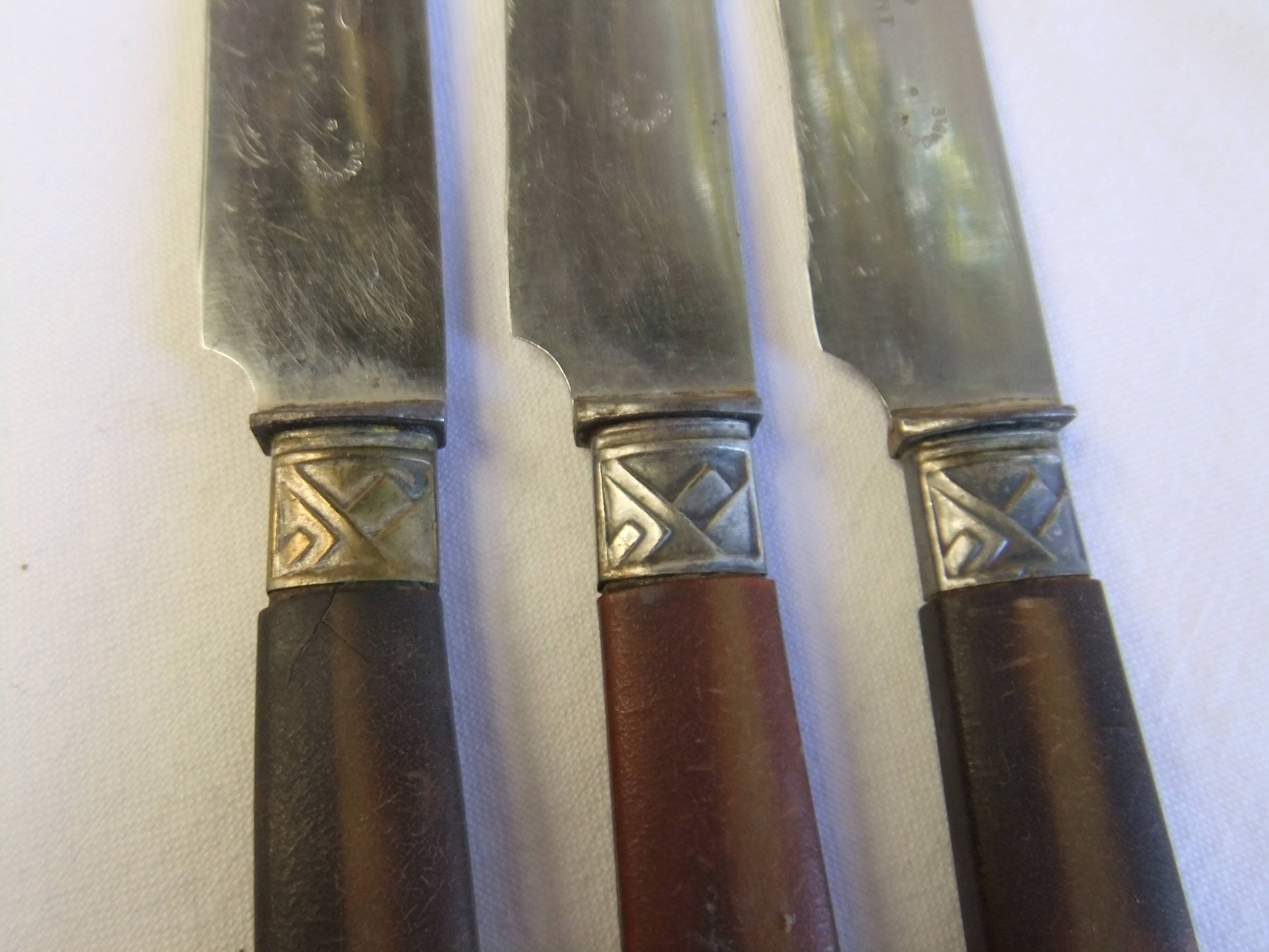 Antique knives cutlery table service stamp Au Diamant