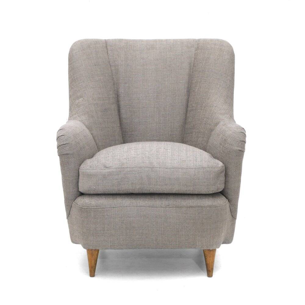 Grey fabric armchair, 1950s