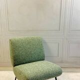 Chauffeuses vintage Kiss Pelfran rénovées – tissu bouclé vert