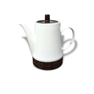 Coffee pot vintage white and Brown