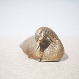 Brass duck, vintage duck figurine, brass animal, brass statue, duck statue, lying duck
