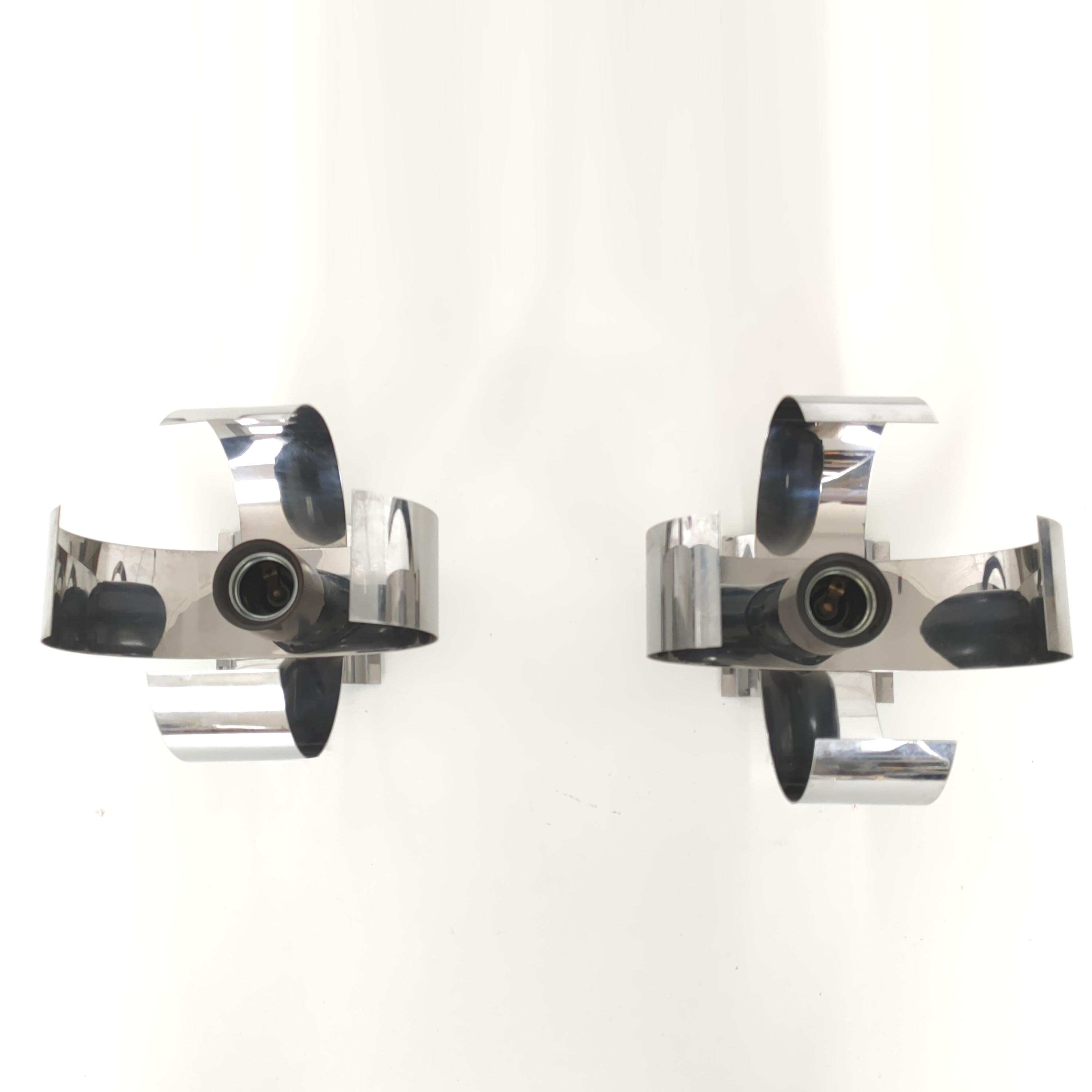 Pair Seventies wall lamp space age