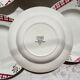 6 Digoin Sarreguemines Niger model soup plates with floral pattern and red/white checks