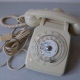 Old phone SO.CO.TEL 63 from 1982 ivory model with dial