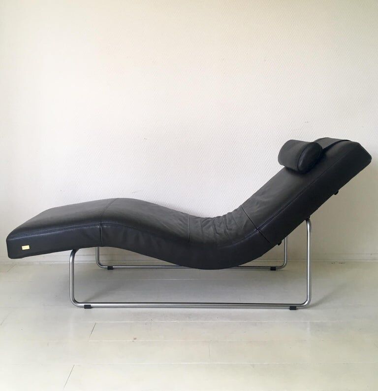 Black leather adjustable lounge chair by Rolf Benz, Basix series