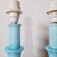 Pair of vintage azure blue alabaster bedside lamps