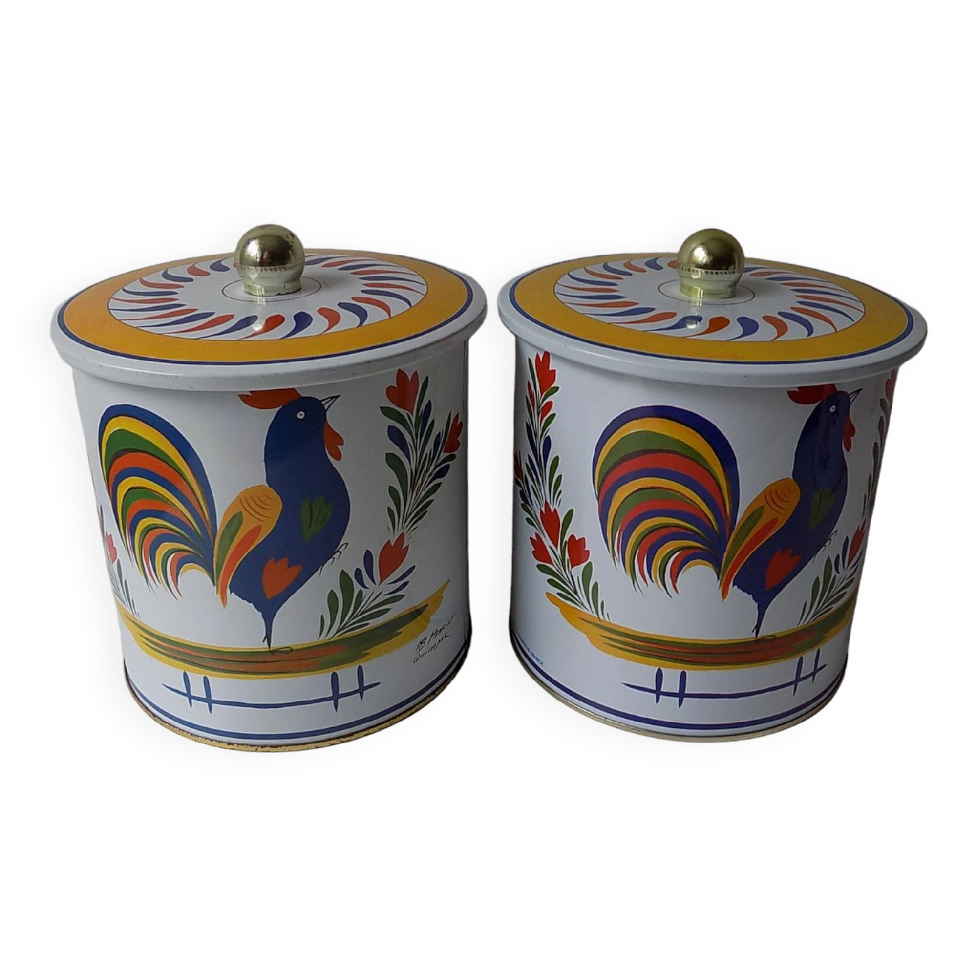 2 Metal boxes HB Henriot Quimper (16cm)