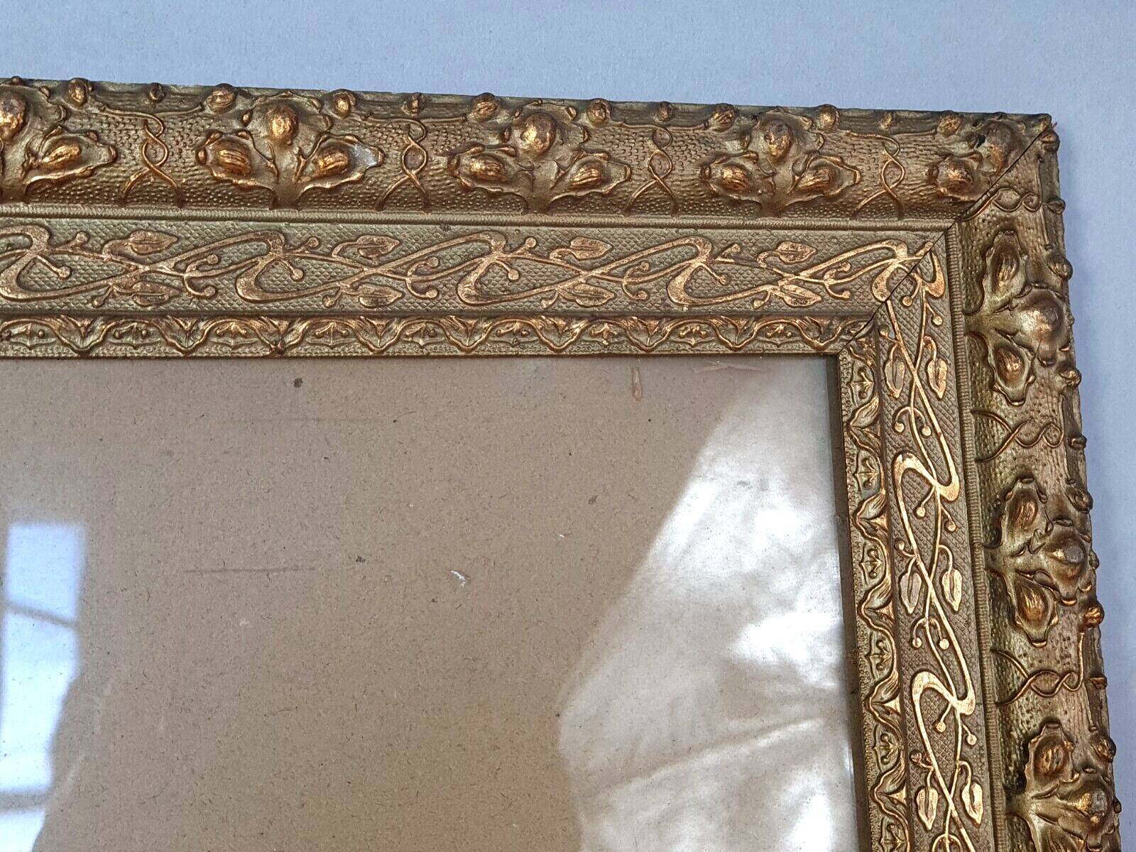 Old frame Art Nouveau décor wood stucco 51x41 foliage 40x30 cm