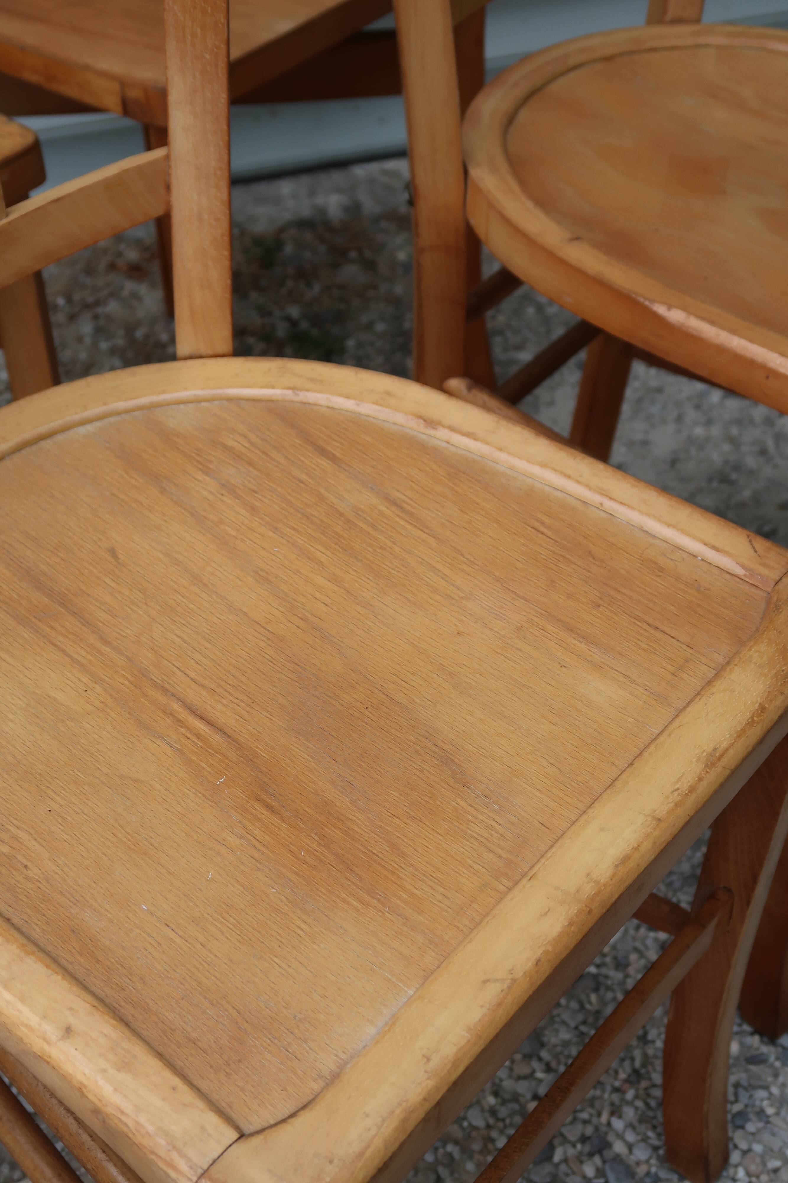 Set of 7 mismatched bistro chairs