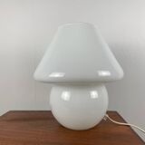 Lampe champignon en verre blanc, 1980